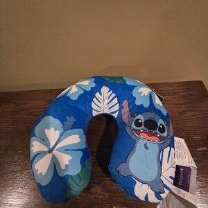 Disney Stitch Blue Floral Travel Neck Pillow